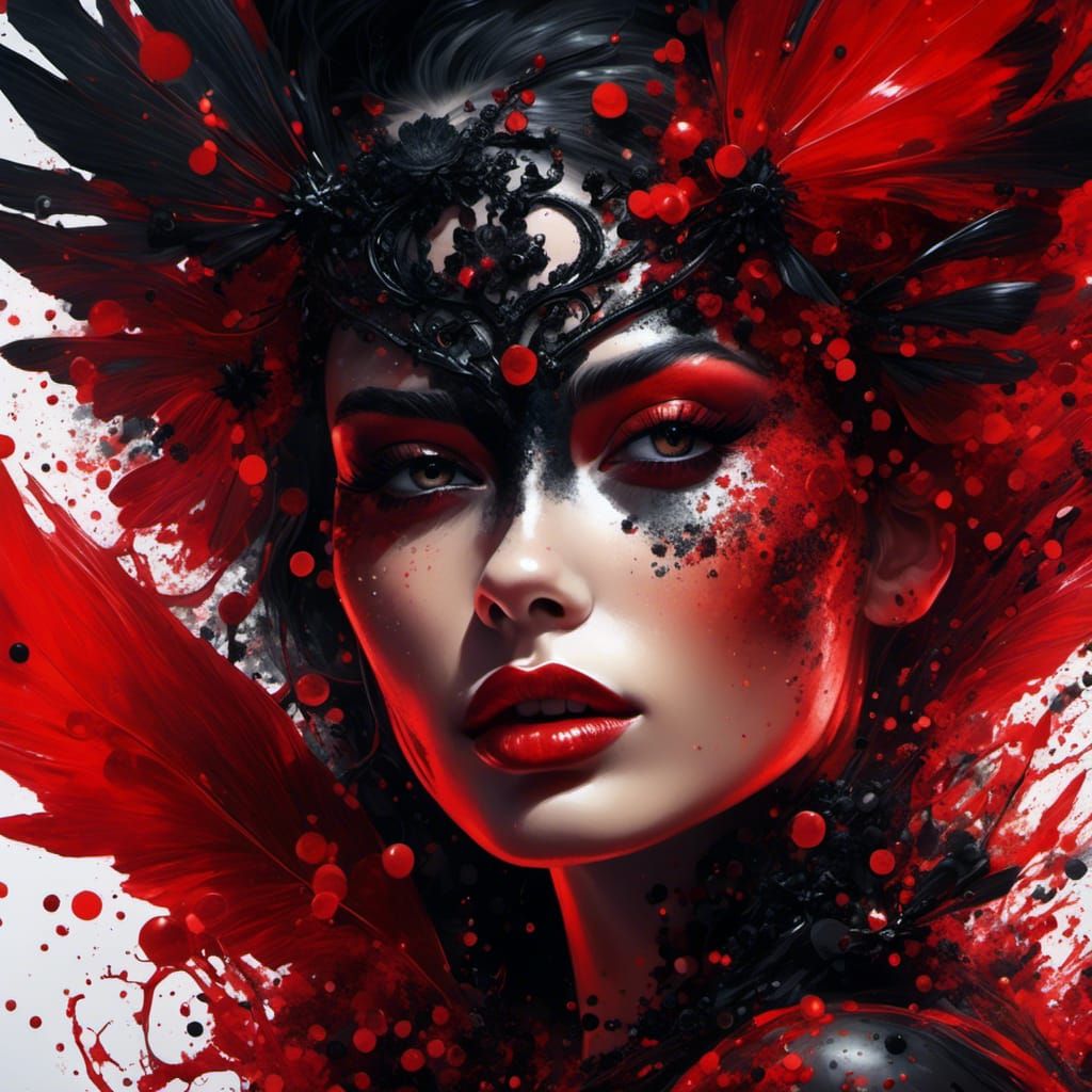 Beautiful Gothic Woman Portrait in Splash Art Style