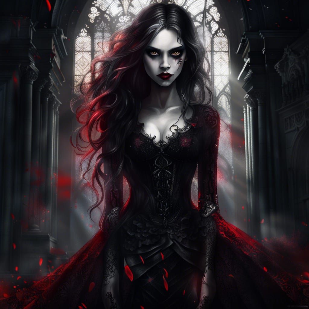 Elegant Gothic Vampire in Hyperdetailed Graffiti Art