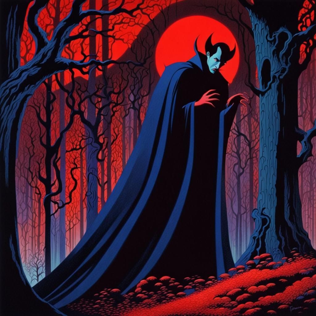 Dark Fantasy Vampire in Vivid Mosaic Style