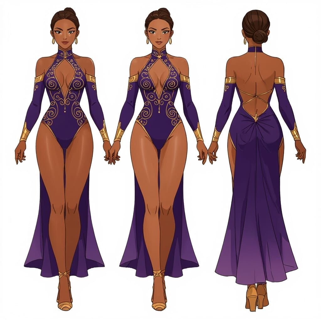 Anime Style Female Acrobat Figure in Royal Purple Leotard