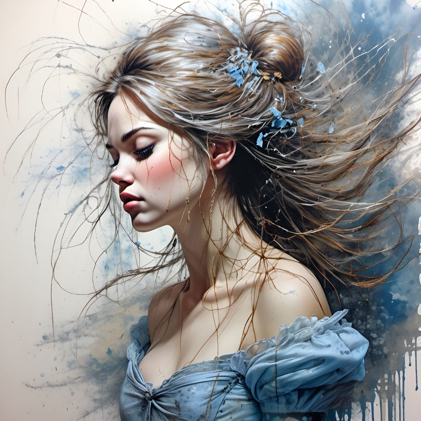 Hyperrealistic Cinderella Portrait in Surreal Fantasy Style