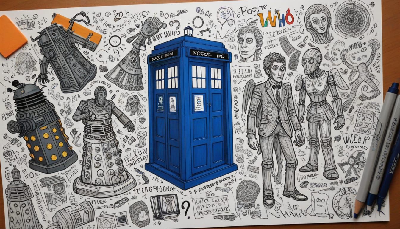 Colorful Doctor Who Doodle Art on Paper