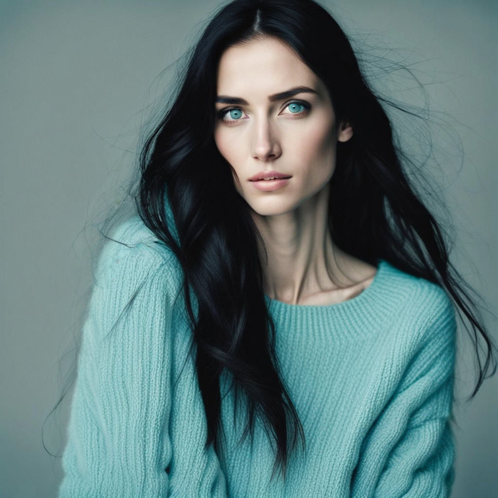 Stunning Woman in Light Turquoise Sweater