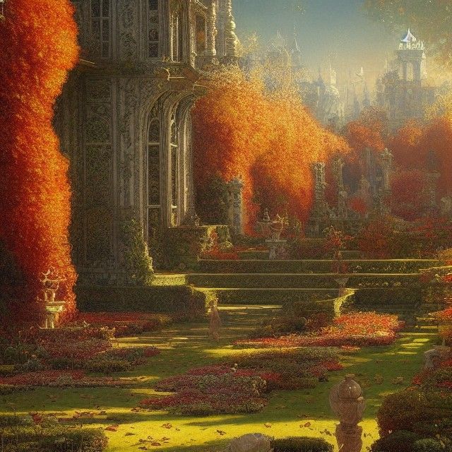 Autumn Royal Garden: Digital Painting