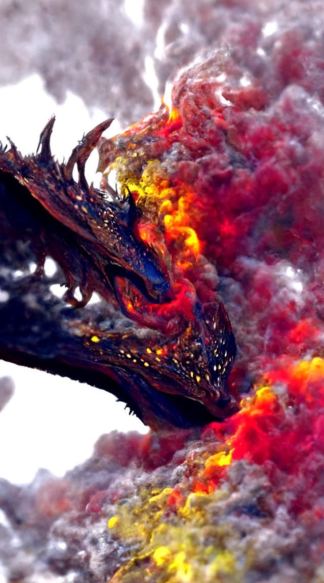 Fire Dragon Descends: 8K Resolution Concept Art