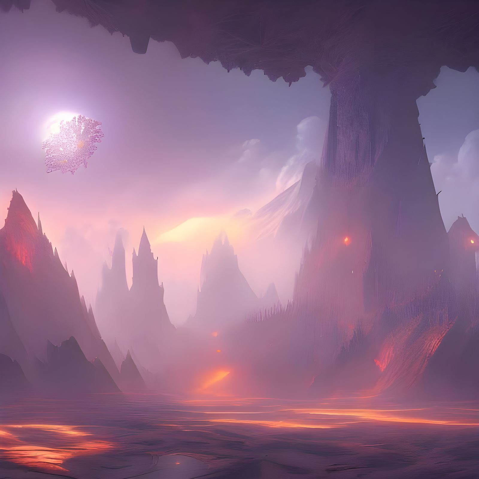 Surreal Fantasy Landscape in Vibrant Color
