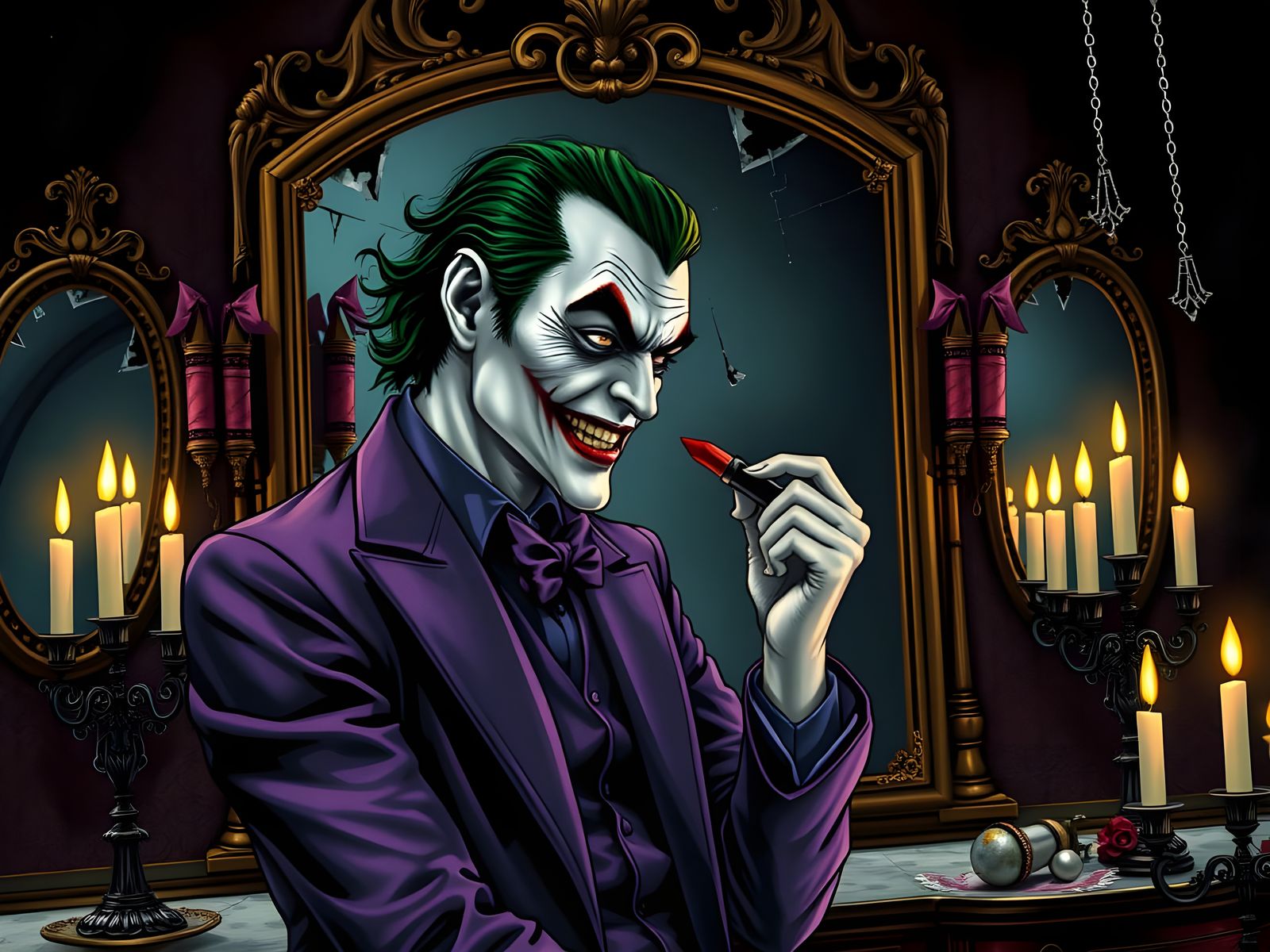 The Joker Applies Lipstick in Dazzling 4K Detail