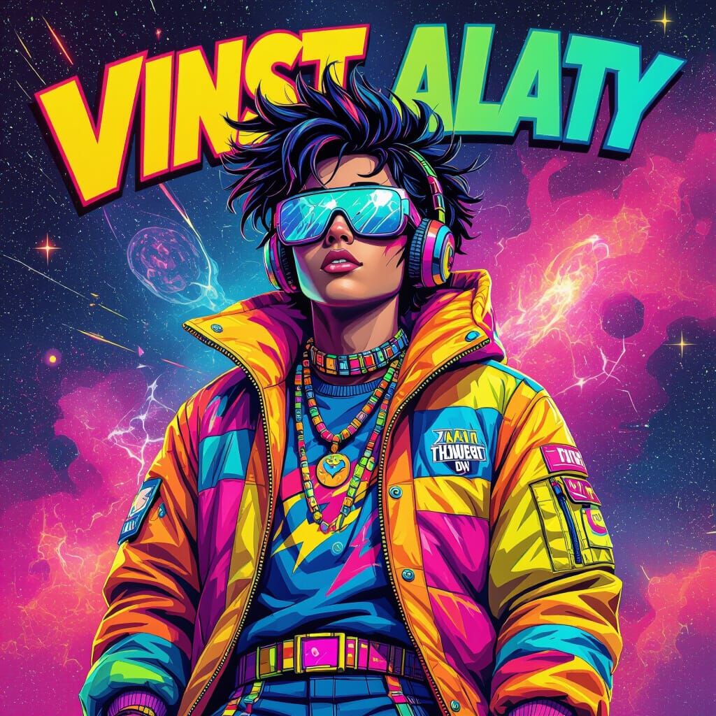 Cosmic Character in Neon Galaxies with Pop-Art Textures