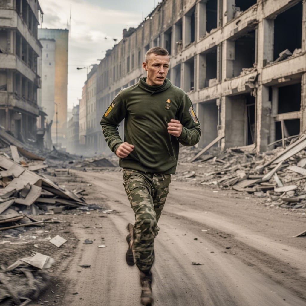 Soldier in Ukraine running towards danger in his off time