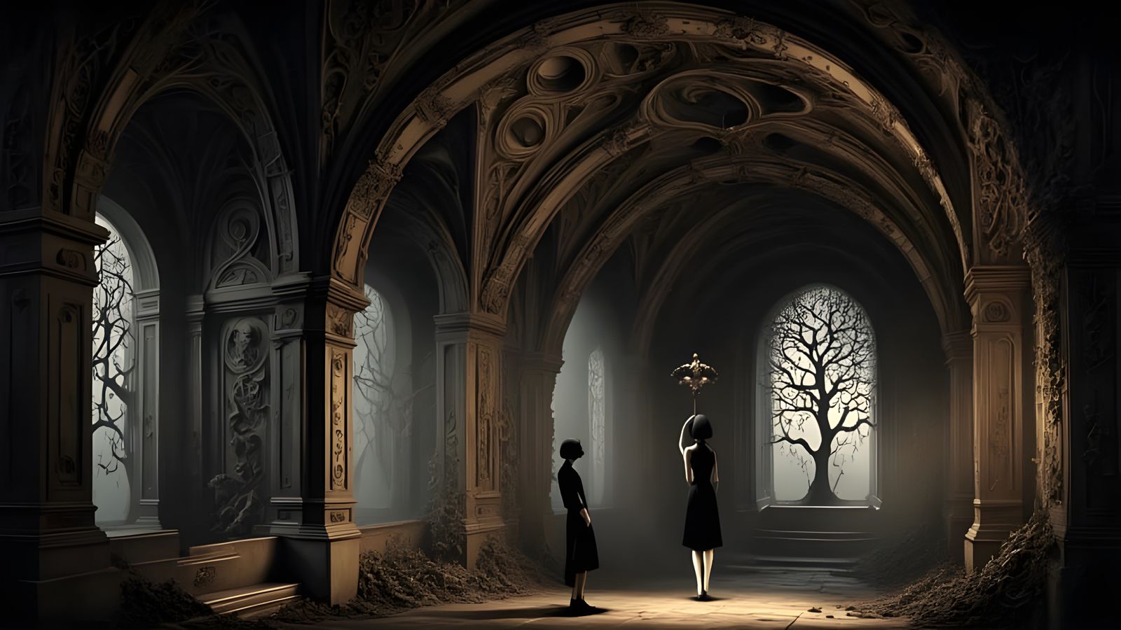 Surreal Dryad Sanctuary in a Dark Tree Museum