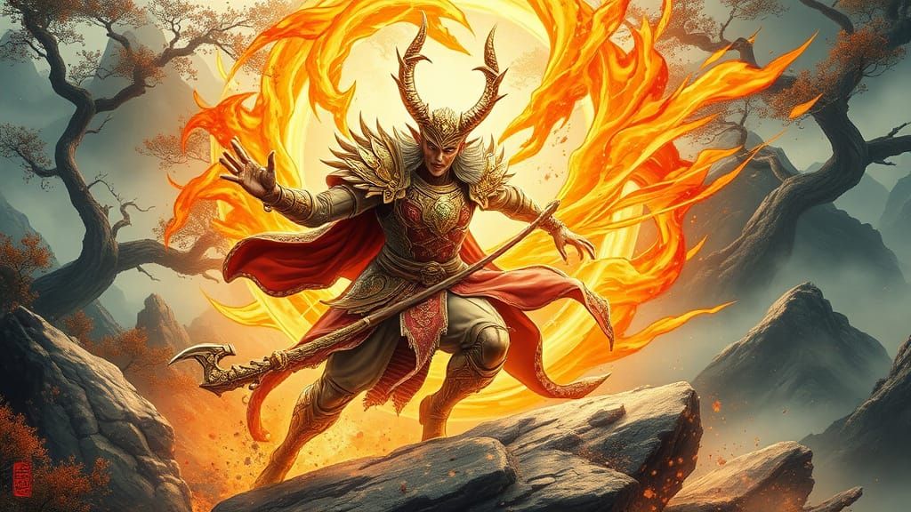 Happy Mother's Day. Herne the Hunter, dressed in ornate, mystical armor, unleashes his Super Saiyen fury, surrounded by ...