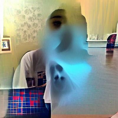 Minimalist Ghost Face Icon in Black and White