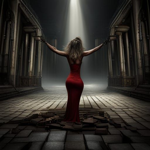 Woman Chained in Dungeon: Fantasy Concept Art