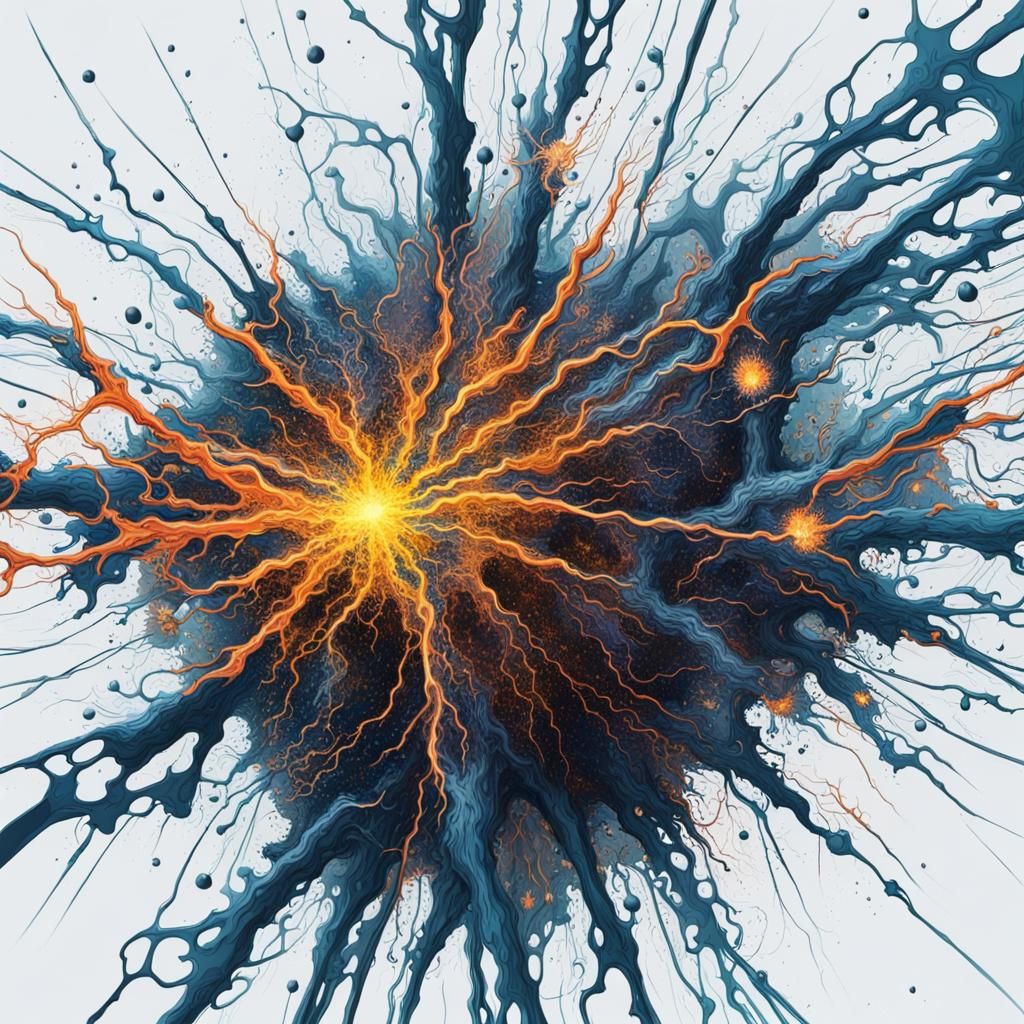 Abstract Mechanical Explosion with Lightning Dendrites
