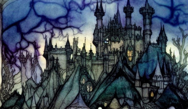 Fairytale Castle Illustration in Storybook Style