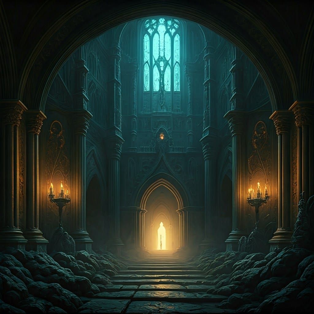 Dark Gothic Scene with Grotesque Macabre Details