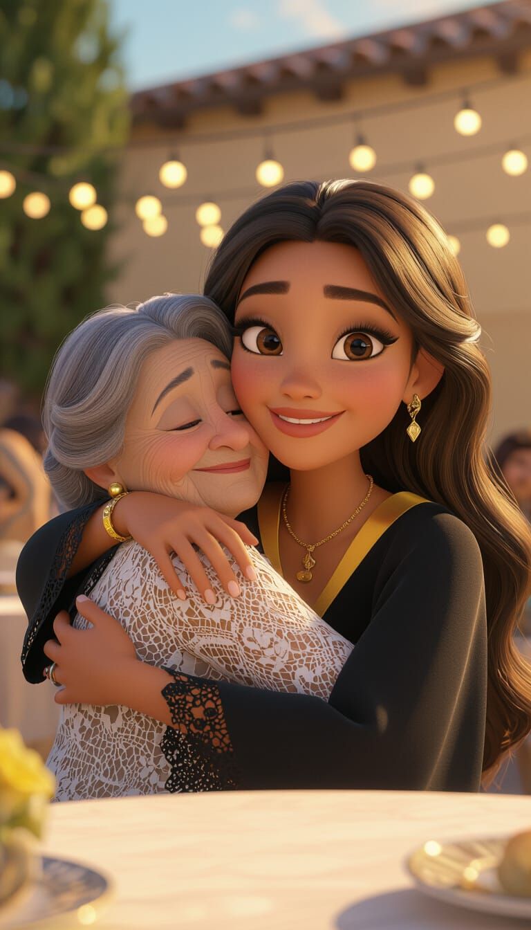 Emotional Graduation Scene in Pixar Style