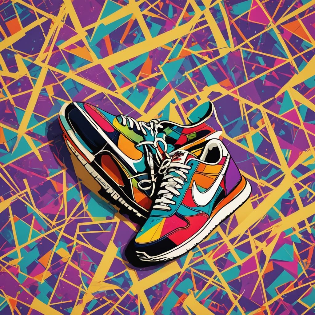 Nike Shoes in Warhol-Inspired Pop Art Style