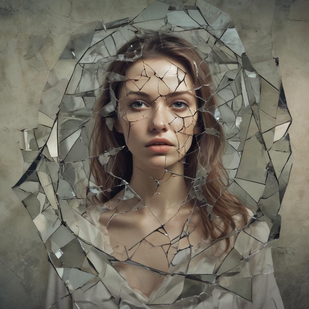 Fragmented Reflection: A Shattered Mirror Surreal