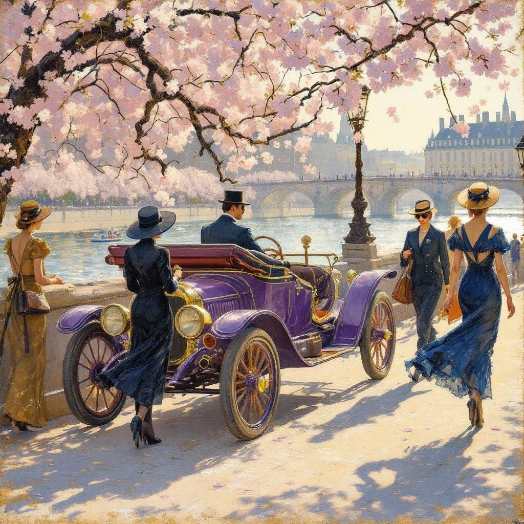 Vintage Car in Paris: An Impressionistic Scene