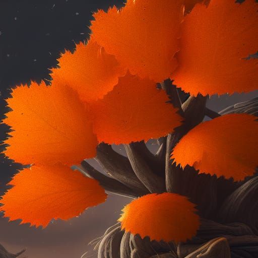 Autumn Maple Leaves Ball: Detailed Matte Painting