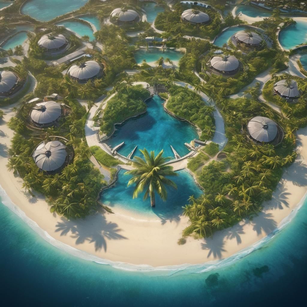 Panoramic Island Resort with Palm Tree Design