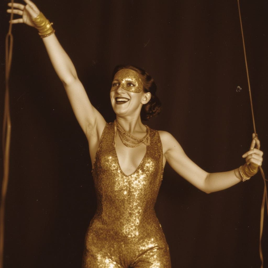 Bandit Burlesque Acrobat in Gold Spangles
