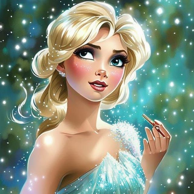 Sparkling Magical Elsa in Detailed Matte Painting