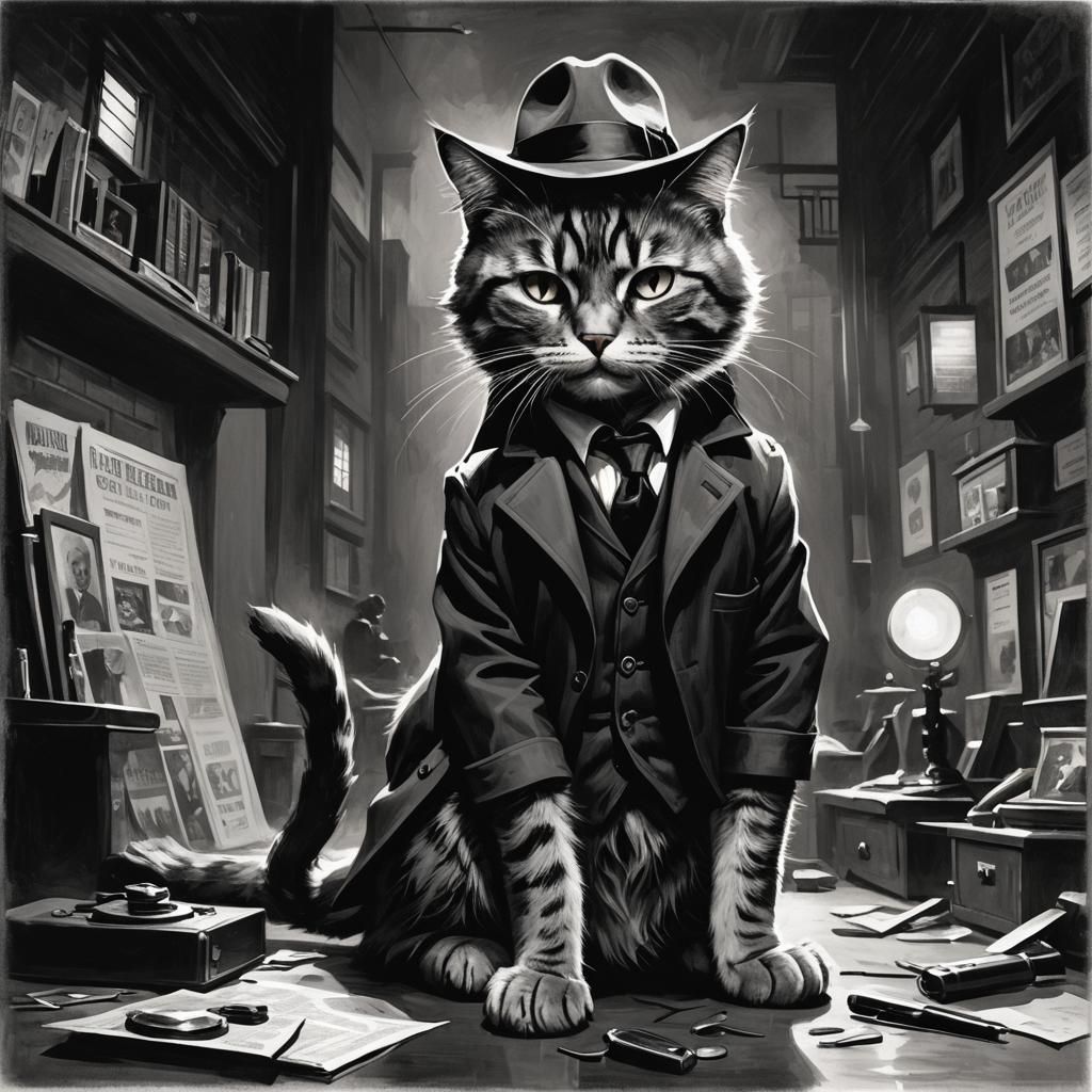Film Noir Cat Detective in Sinister Style