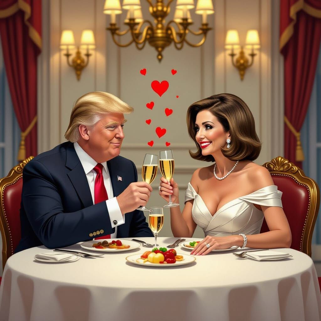 Trump and Pelosi's Whimsical Romantic Dinner