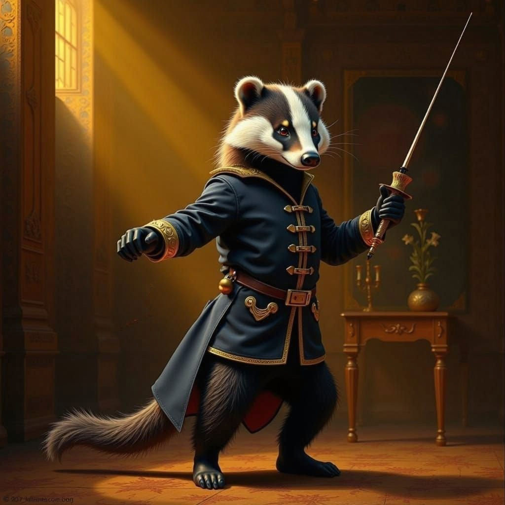 Witty Badgers Engage in Fencing Duel