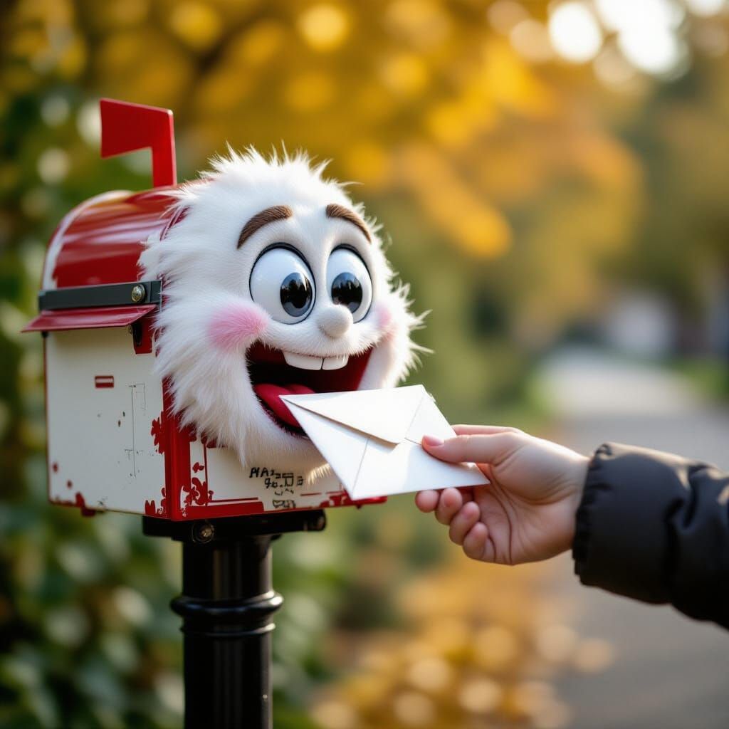 Anthropomorphic Mailbox Eagerly Eats Letters