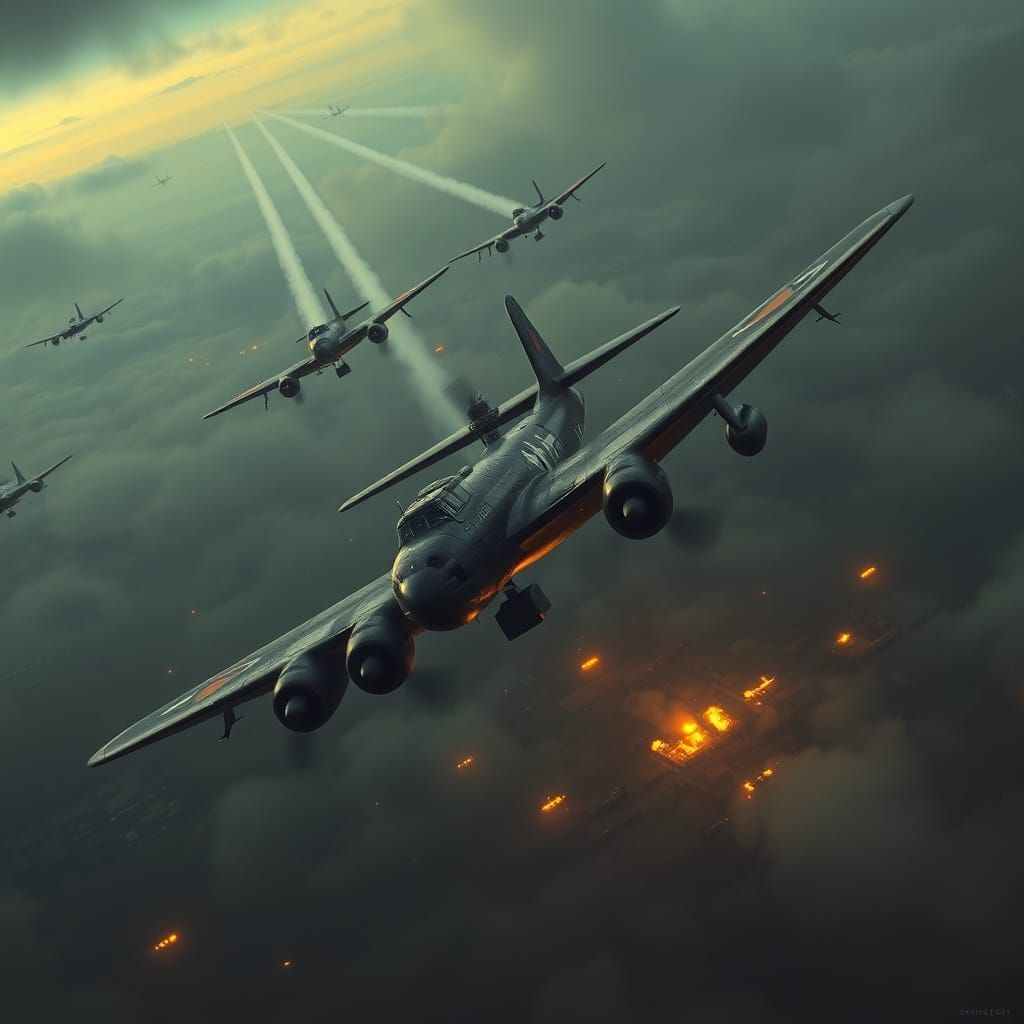 Allied Bombers over Germany in Dystopian Style