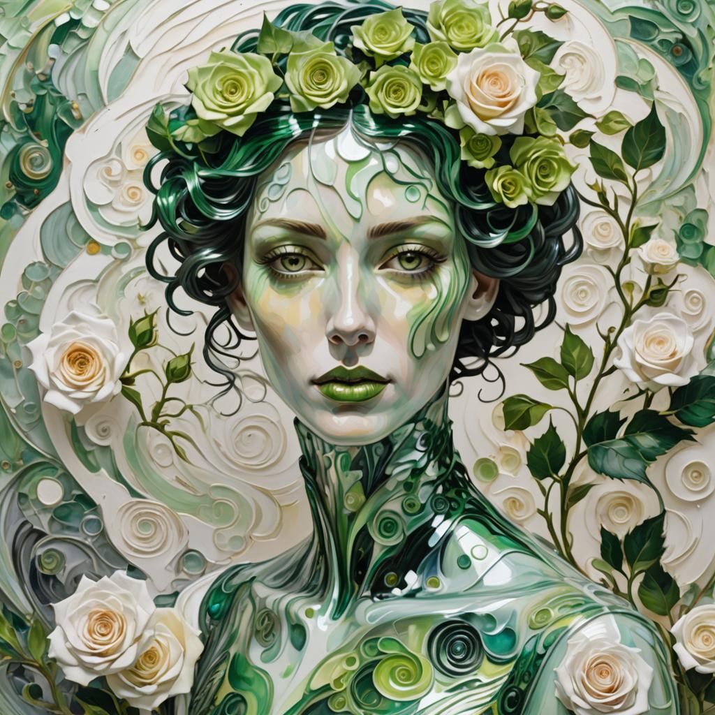 Androgynous Mannequin in Swirling Colors: Van Gogh Style