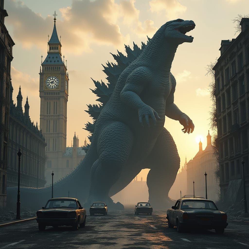 Godzilla Triumphs Over Ruined London in a Gritty, Cinematic ...