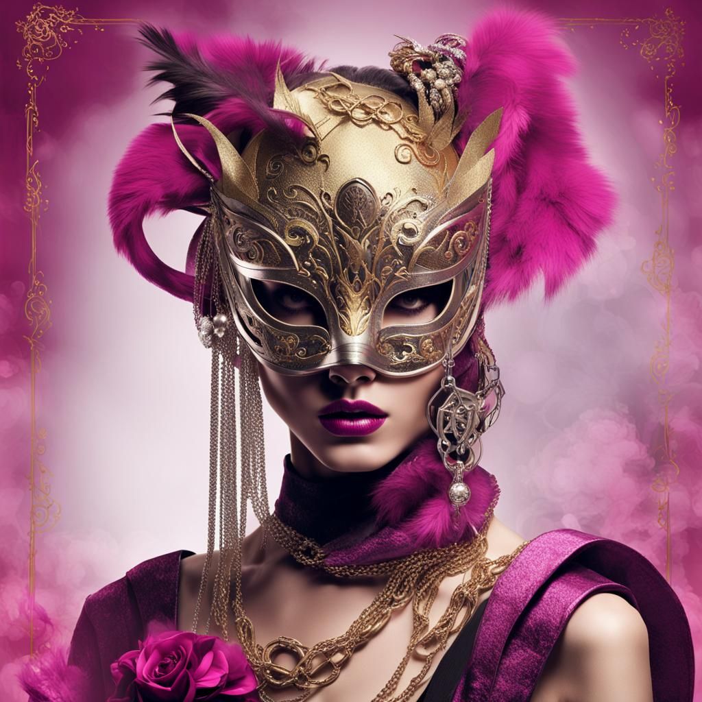 Futuristic Masquerade Outfit with Animal Mask
