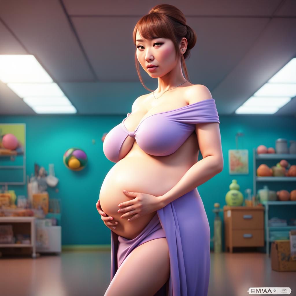 Pregnant Woman: 3D Animated Style Concept Art