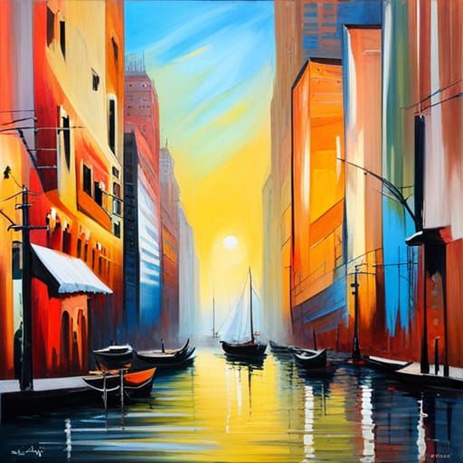 Abstract Oil Painting with Detailed Matte Finish