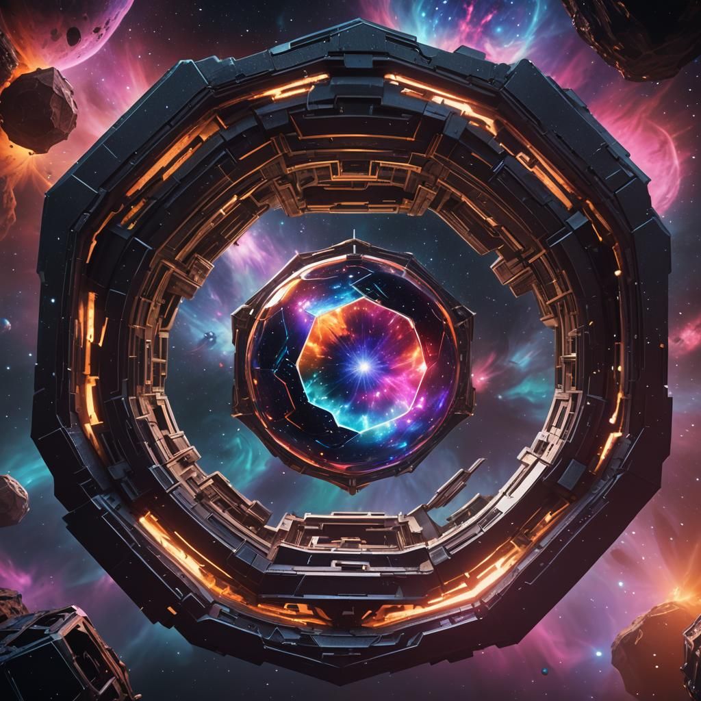 Dodecahedron Portal to Spatial Dimensions in Digital Art