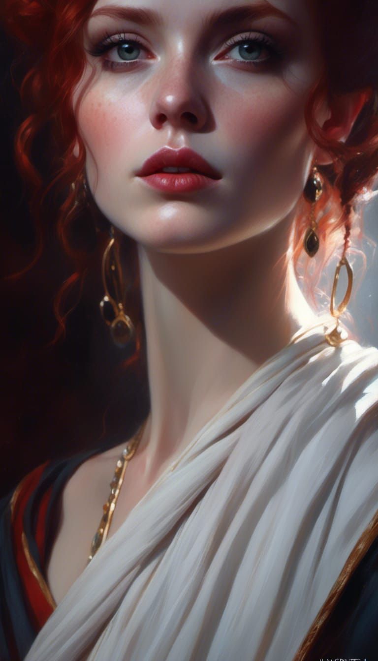 Hyperrealistic Jedi Woman Portrait with Red Hair