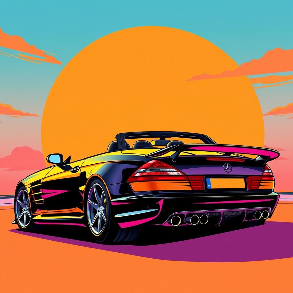 Miami Vice-Inspired SEC 1000 Brabus Cabrio in Comic Book Sty...