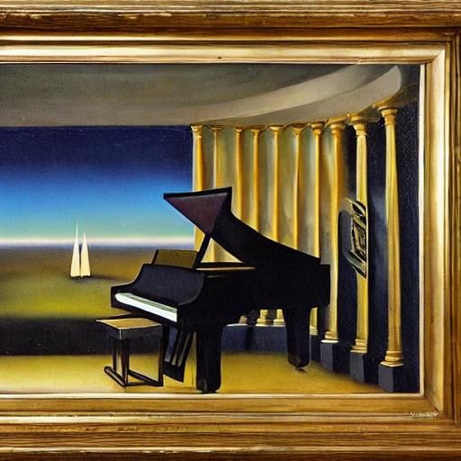 Surreal Melting Piano in Astral Oil Painting
