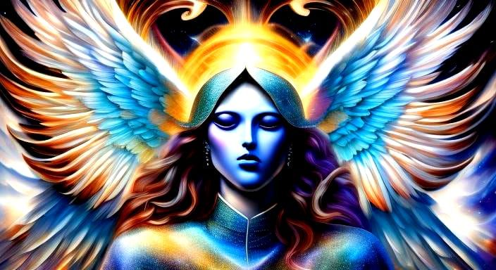Angelic Celestial Being with Wings in Hyperrealism