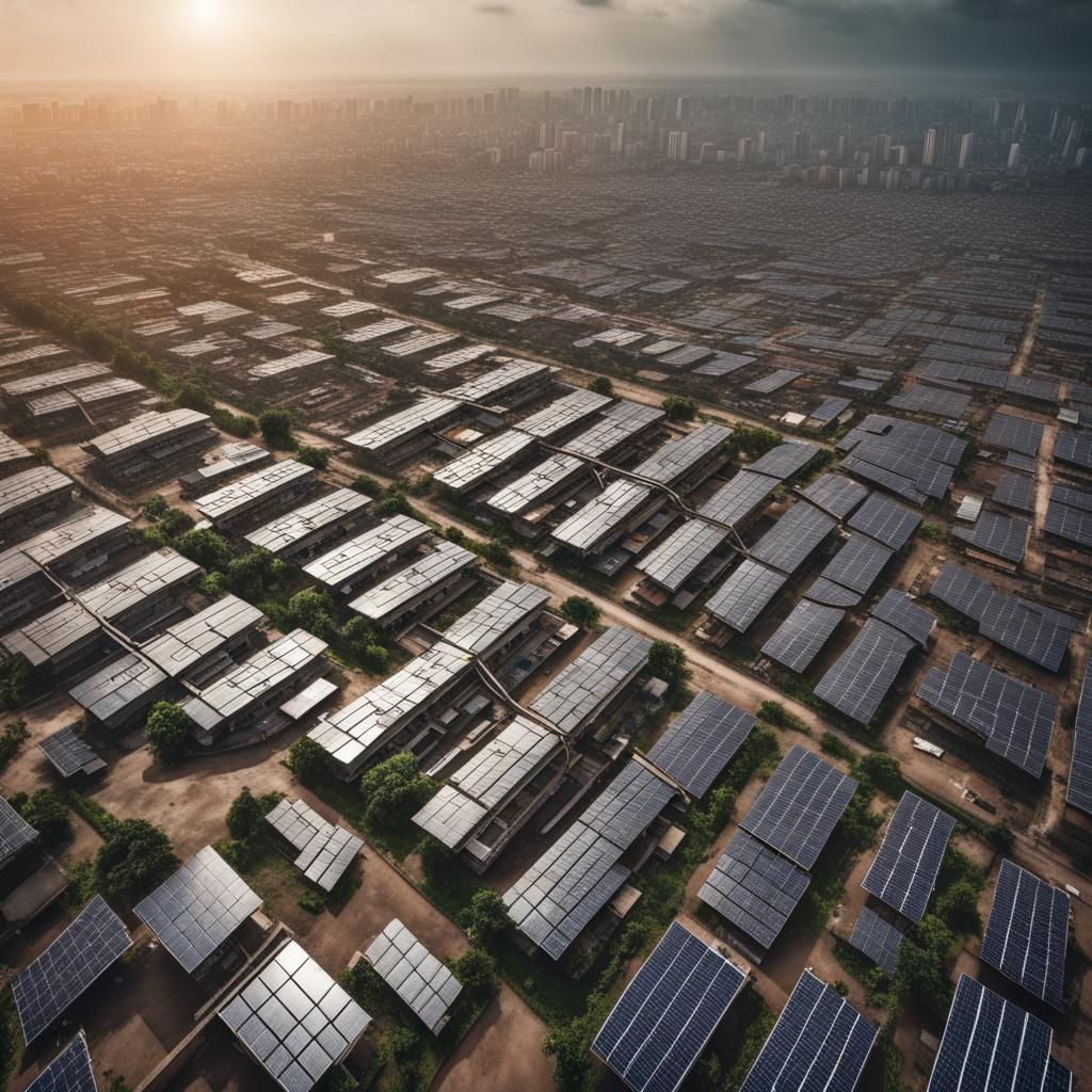 Futuristic Kinshasa Cityscape with Solar Panels