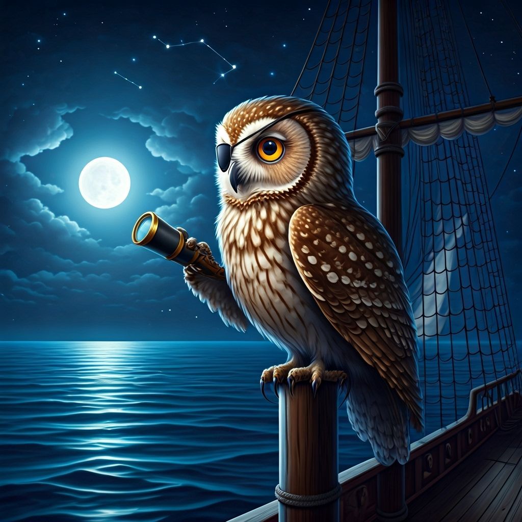 Wise Owl Navigator on Pirate Ship Mast