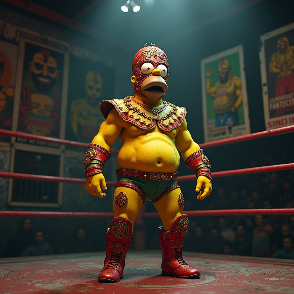 Homer Simpson as Luchador in Wrestling Ring