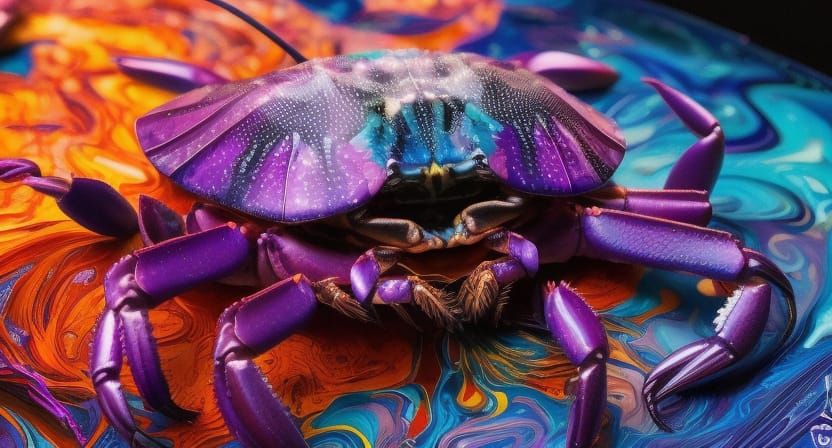 Cosmic Palawan Purple Crab in Japanese Art Style