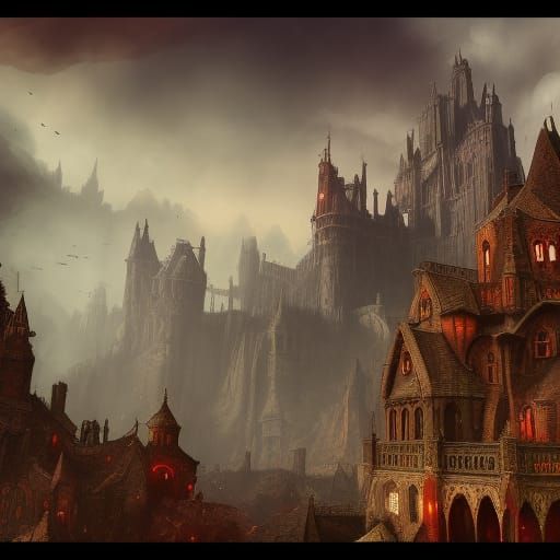 Detailed Gothic Circus Matte Painting in 8K
