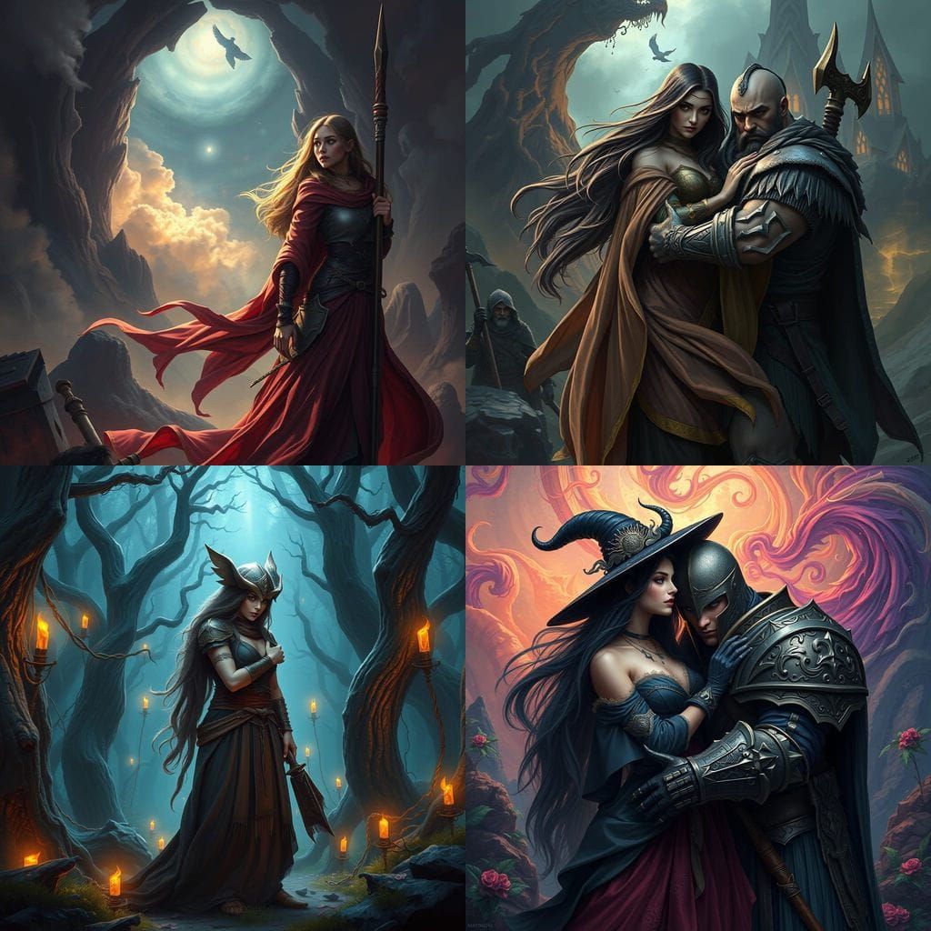 Romantasy Book Cover: Witch and Warrior Love