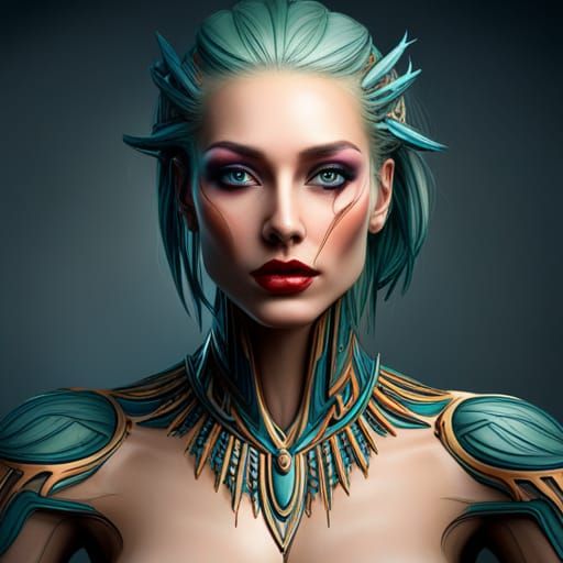 Three-Headed Alien Guardian in Graffiti Splash Art